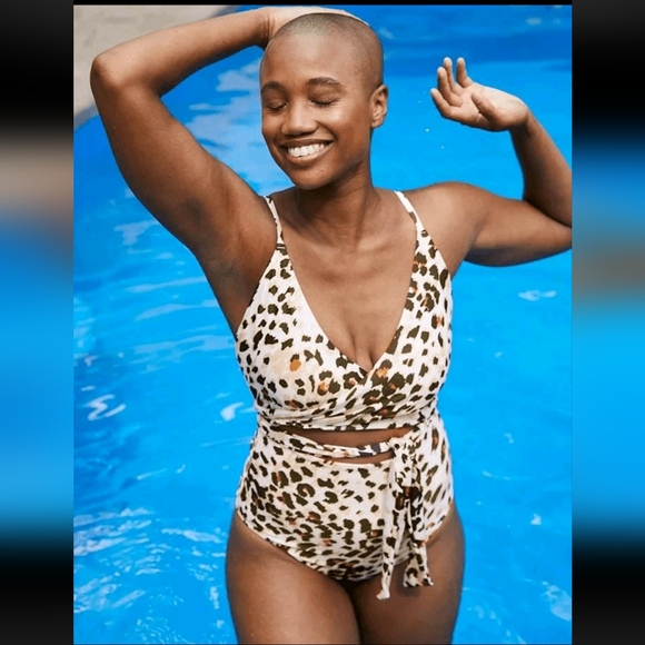 Aerie | Leopard Wrap One Piece Swimsuit | Size XS Long - Picture 2 of 15